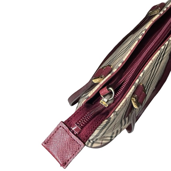 BURBERRY zip top nova check tote - leather handles and trim - pre loved vintage - Picture 5 of 12